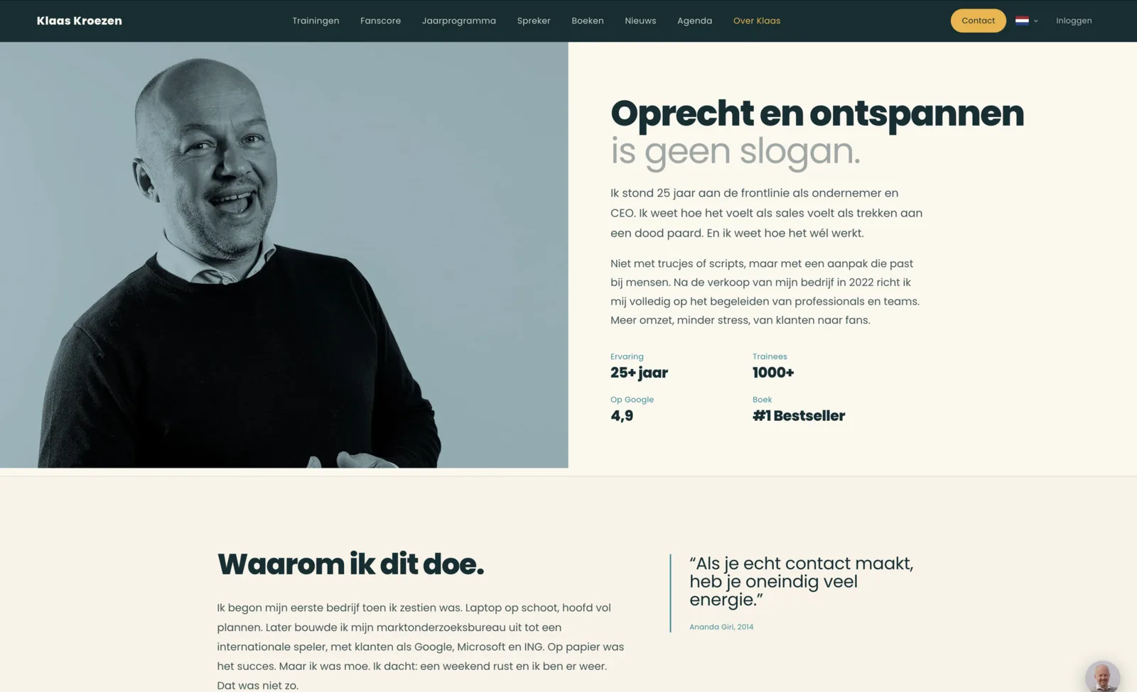 De Over Klaas-pagina op klaaskroezen.nl